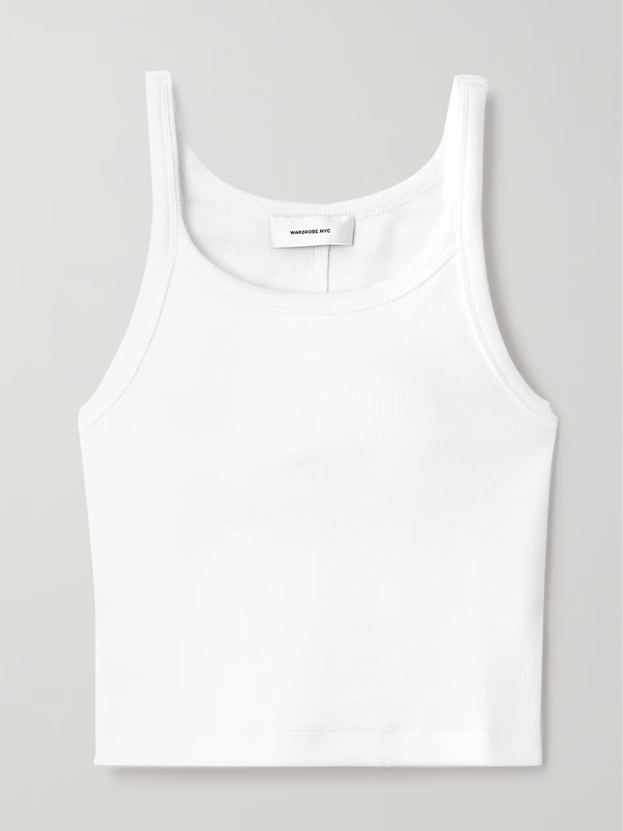 WARDROBE. NYC - + Hailey Bieber Cropped Ribbed Stretch-cotton Tank - White | NET-A-PORTER (UK & EU)