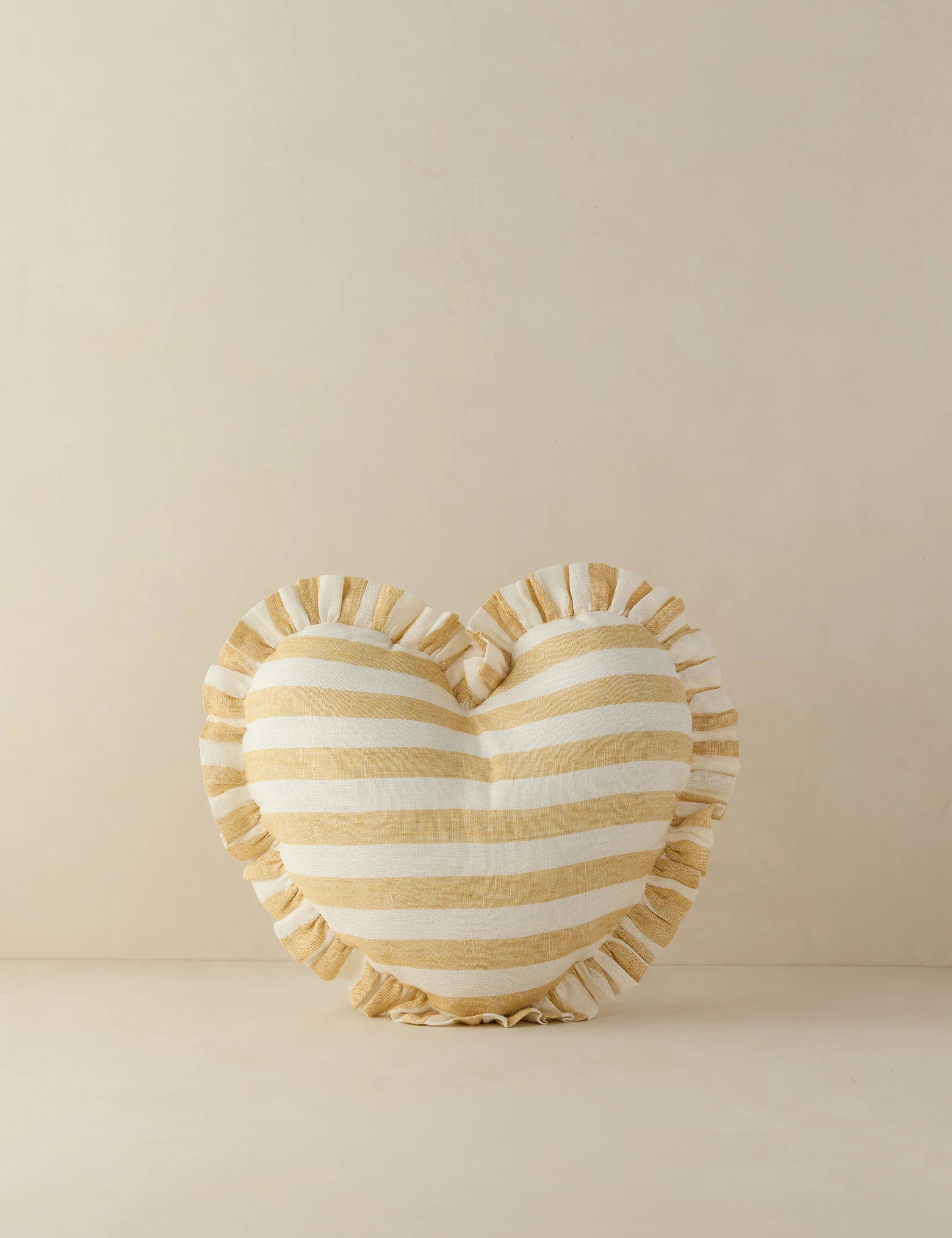 Amaroso Linen Heart Pillow, Butter and Ivory | Lulu and Georgia 