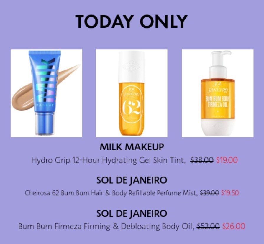 Sephora has some FANTASTIC 50% Off Beauty Deals today! Several SOL de Janeiro items included, along with a few other brands - haven’t seen a markdown like this on any of the sale products in a couple years!! 

#LTKHome #LTKSaleAlert #LTKBeauty