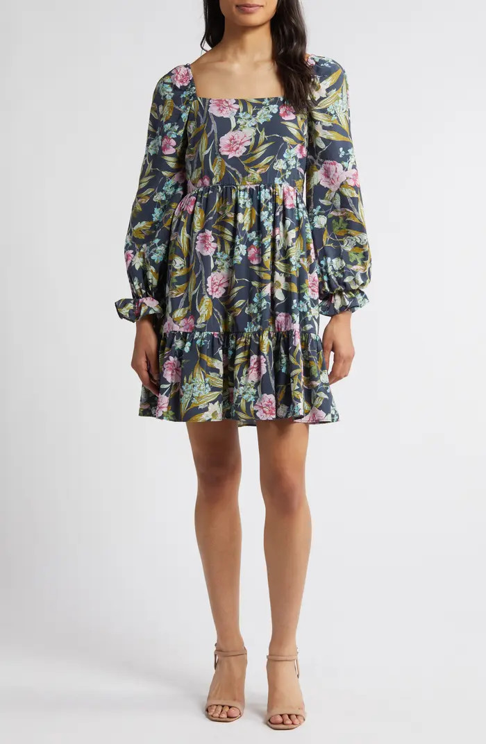 Chelsea28 Tiered Bell Cuff Square Neck Dress | Nordstrom | Nordstrom