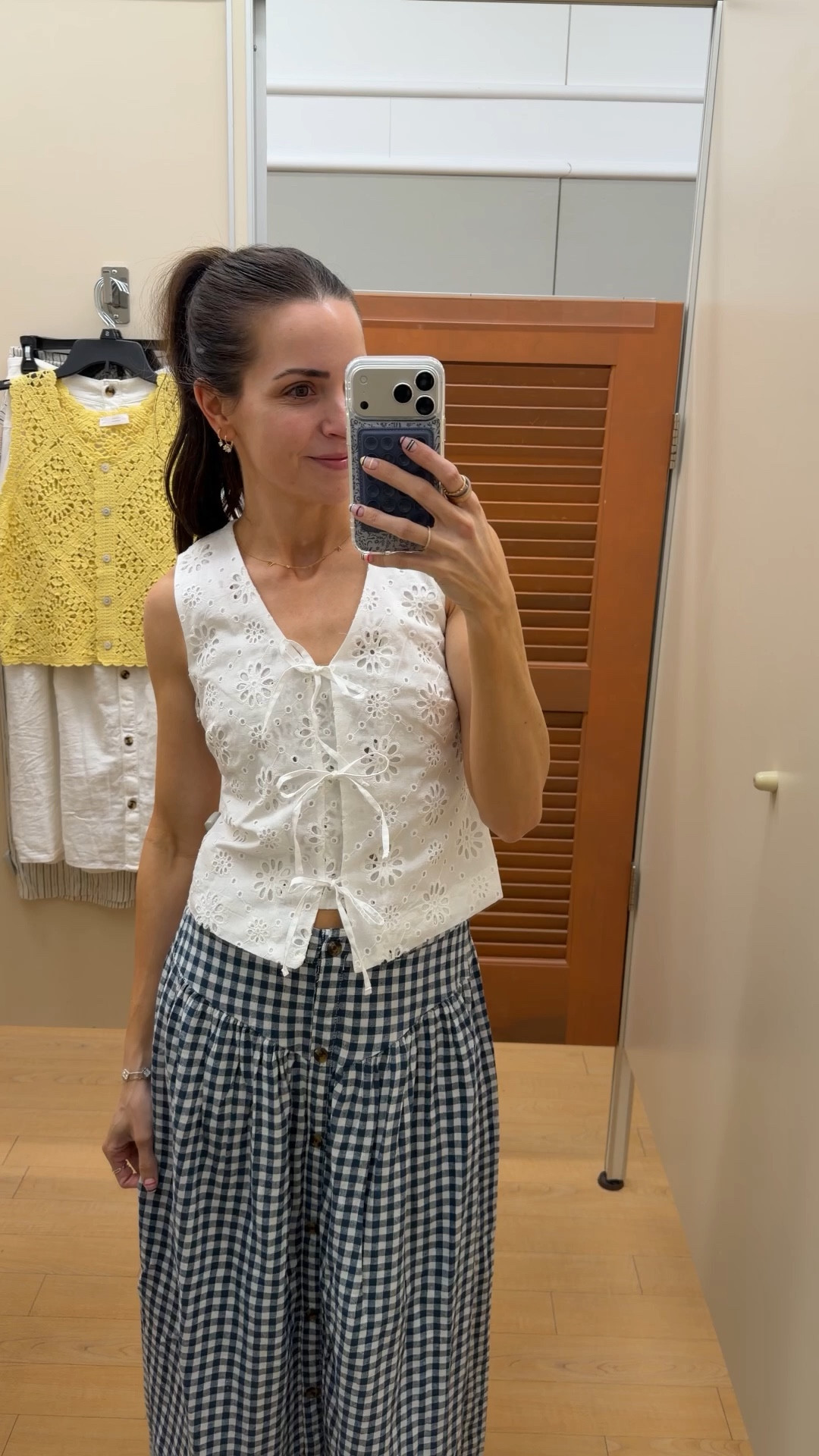 Kohl’s looking like GAP 👀
Eyelet tank: sized down 1 (XS)
Gingham skirt: tts (S) size down if between  

#LTKSeasonal #LTKootd #LTKSaleAlert