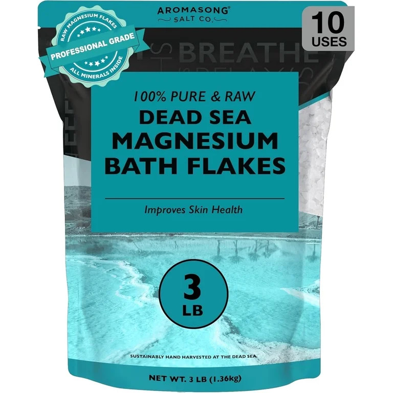 Aromasong Raw Magnesium Dead Sea Bath Salt Flakes 3 lb. Resealable Bulk Pack | Walmart (US)