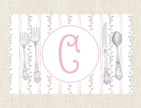 Personalized Monogram Place Setting Placemat Spring design | Etsy (US)