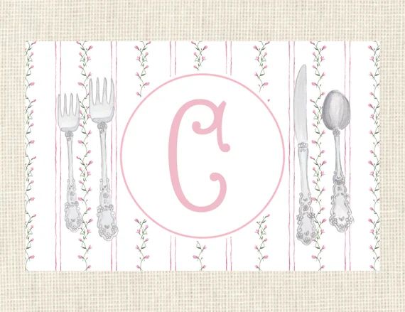 Personalized Monogram Place Setting Placemat Spring design | Etsy (US)