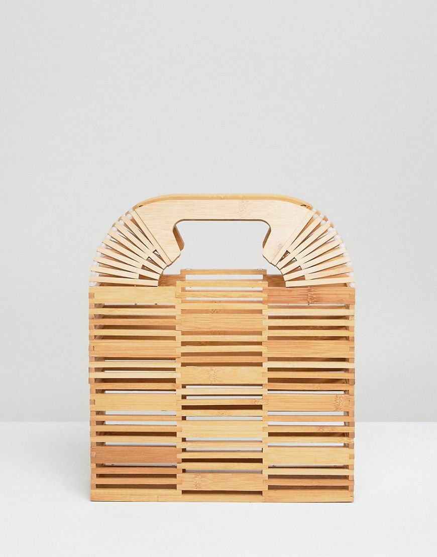 ASOS DESIGN bamboo square boxy clutch bag - Stone | ASOS UK