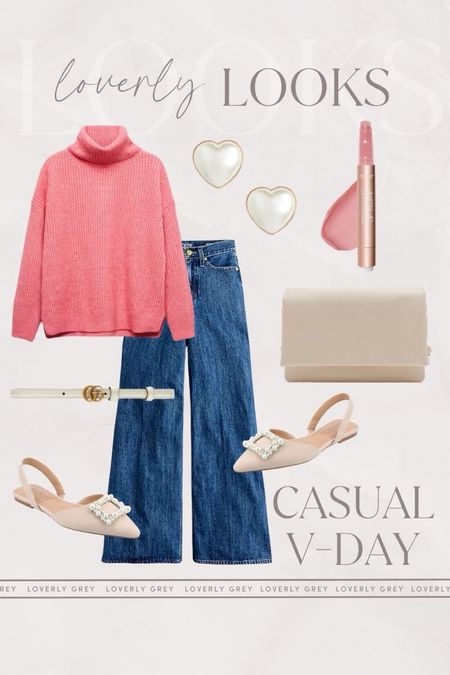 Loverly Grey casual Valentine's Day look. I love this pink turtleneck and pearl detail sling backs. 

#LTKstyletip #LTKbeauty #LTKSeasonal