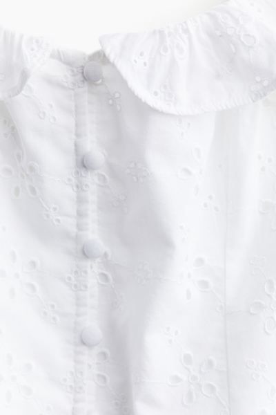 Ruffle-trimmed Top - Square Neckline - Sleeveless - White - Ladies | H&M US | H&M (US + CA)