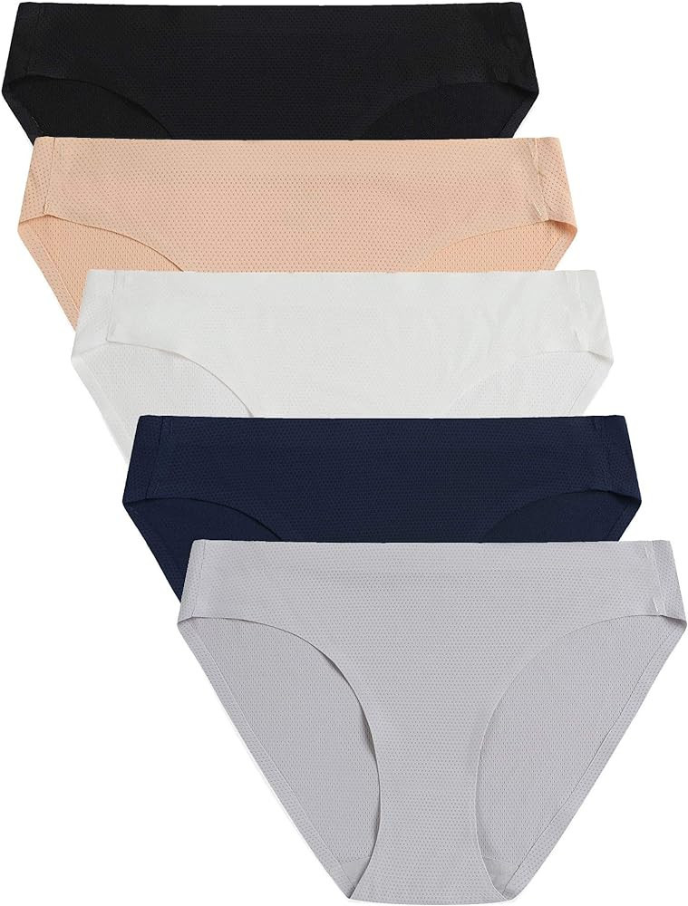 voenxe Women Bikini Underwear,Seamless Breathable Ladies Panties,No Show Comfortable Briefs Undie... | Amazon (US)