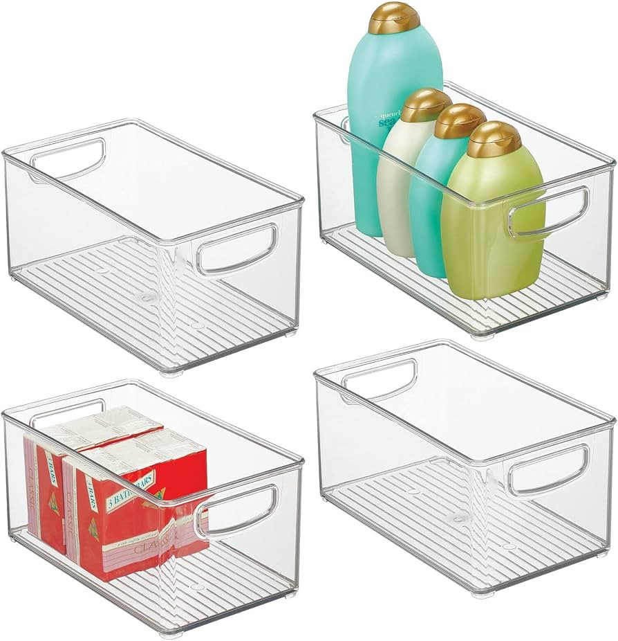 mDesign Plastic Bathroom Organizer - Storage Holder Bin with Handles for Vanity, Cupboard, Cabine... | Amazon (US)
