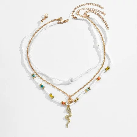 Bohemian Layered Beaded Necklace for Women Long Chain Necklace Beach Jewelry | Walmart (US)
