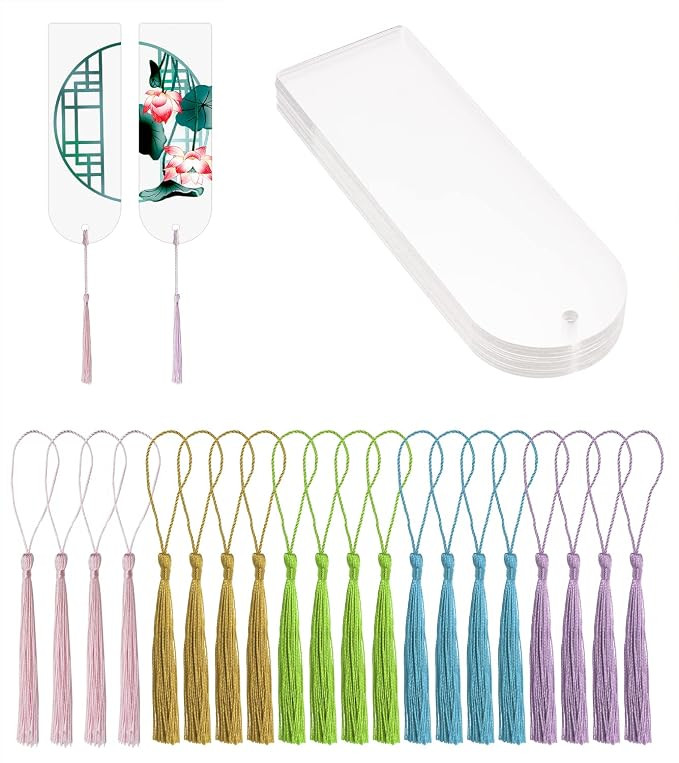 Blank Clear Acrylic Bookmarks Penta Angel 20Pcs Plastic Craft Transparent Acrylic Book Page Marks... | Amazon (US)