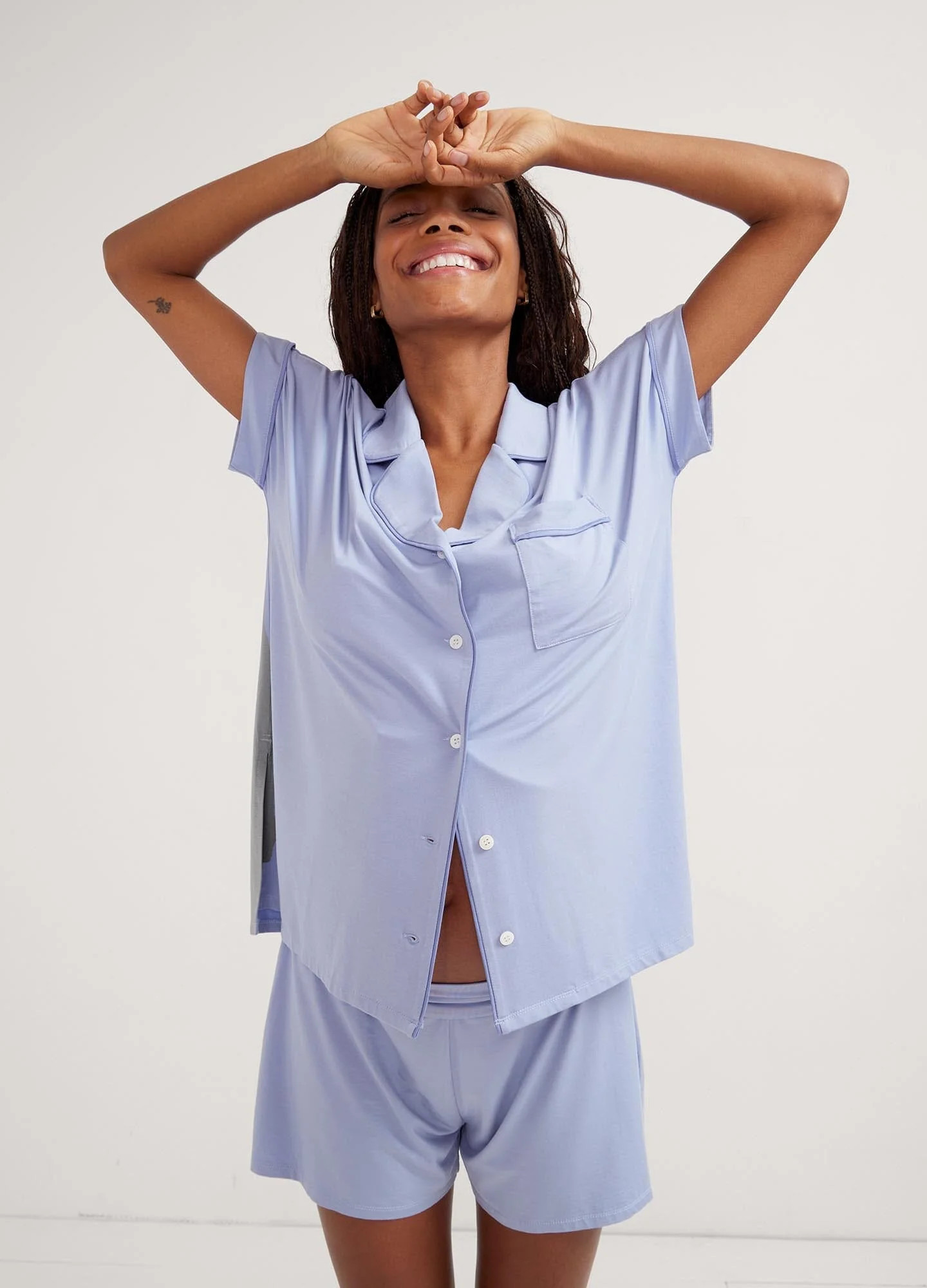 HATCH Maternity The Ultra Soft Jersey Short Pj Set, periwinkle, Size XS | Hatch Collection