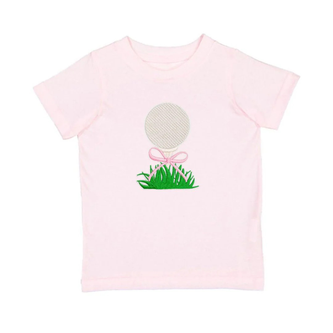Golf Tee Bow Patch Short Sleeve T-Shirt - Ballet | Sweet Wink