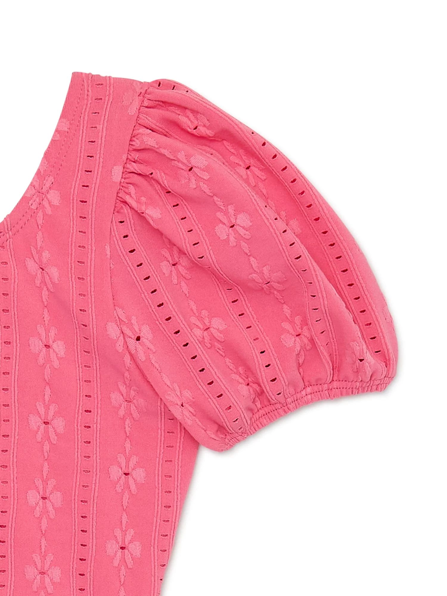 Wonder Nation Girl's Crochet Puff Sleeve Swimsuit, 1-Piece, Sizes 4-18 & Plus | Walmart (US)