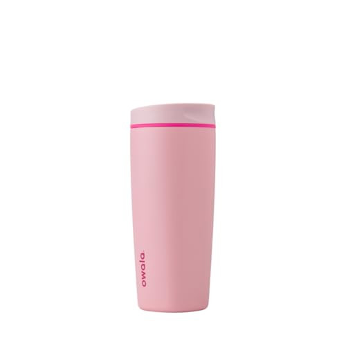 Owala SmoothSip Slider Insulated Stainless Steel Coffee Tumbler, Reusable Iced Coffee Cup, Hot Coffee Travel Mug, BPA Free 20 oz, Pink (Pucker Up) | Amazon (US)