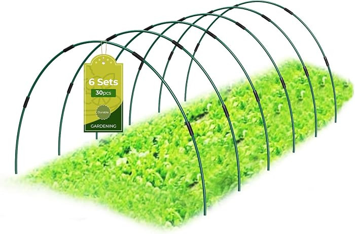 30Pcs Garden Hoops for Raised Beds, 6 Sets of 8.5 FT Long Garden Hoops, Rust-Free Fiberglass Gree... | Amazon (US)