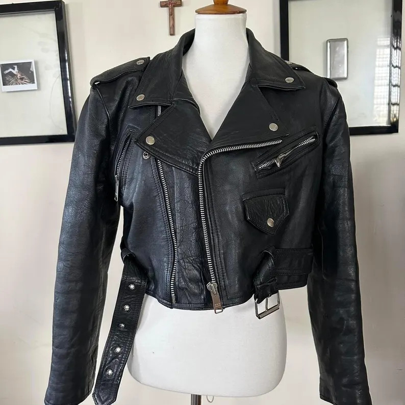Vintage 1980s leather Biker Jacket | Etsy (Global)