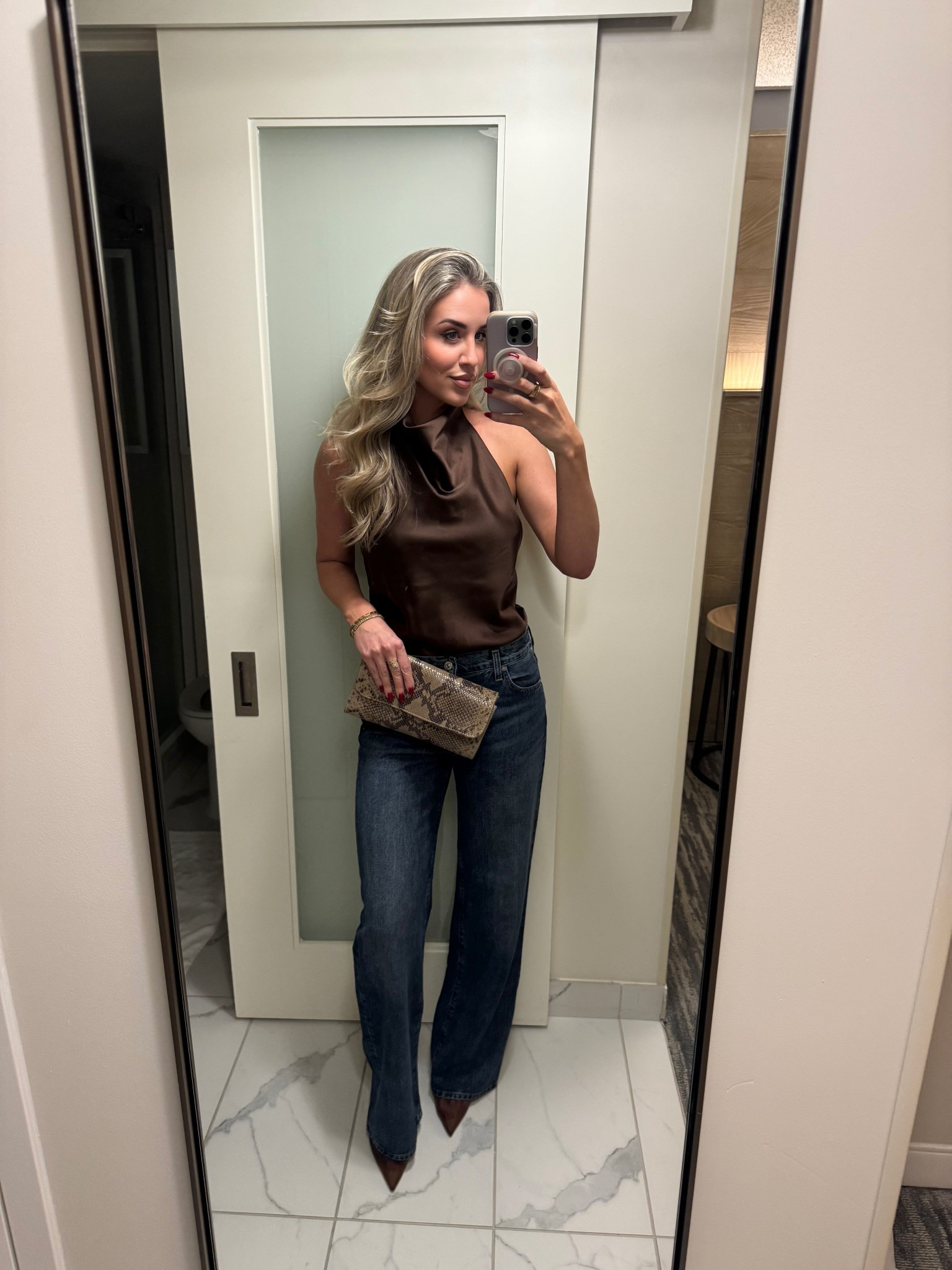 Favorite jeans of all time - they’re an investment but I always get the most compliments in these! Also, this top is completely backless 😍

I’m wearing a 26 in the jeans and a small in the top. Shoes run a bit small - I sized up a half size. 

#LTKWorkwear #LTKootd #LTKBeauty