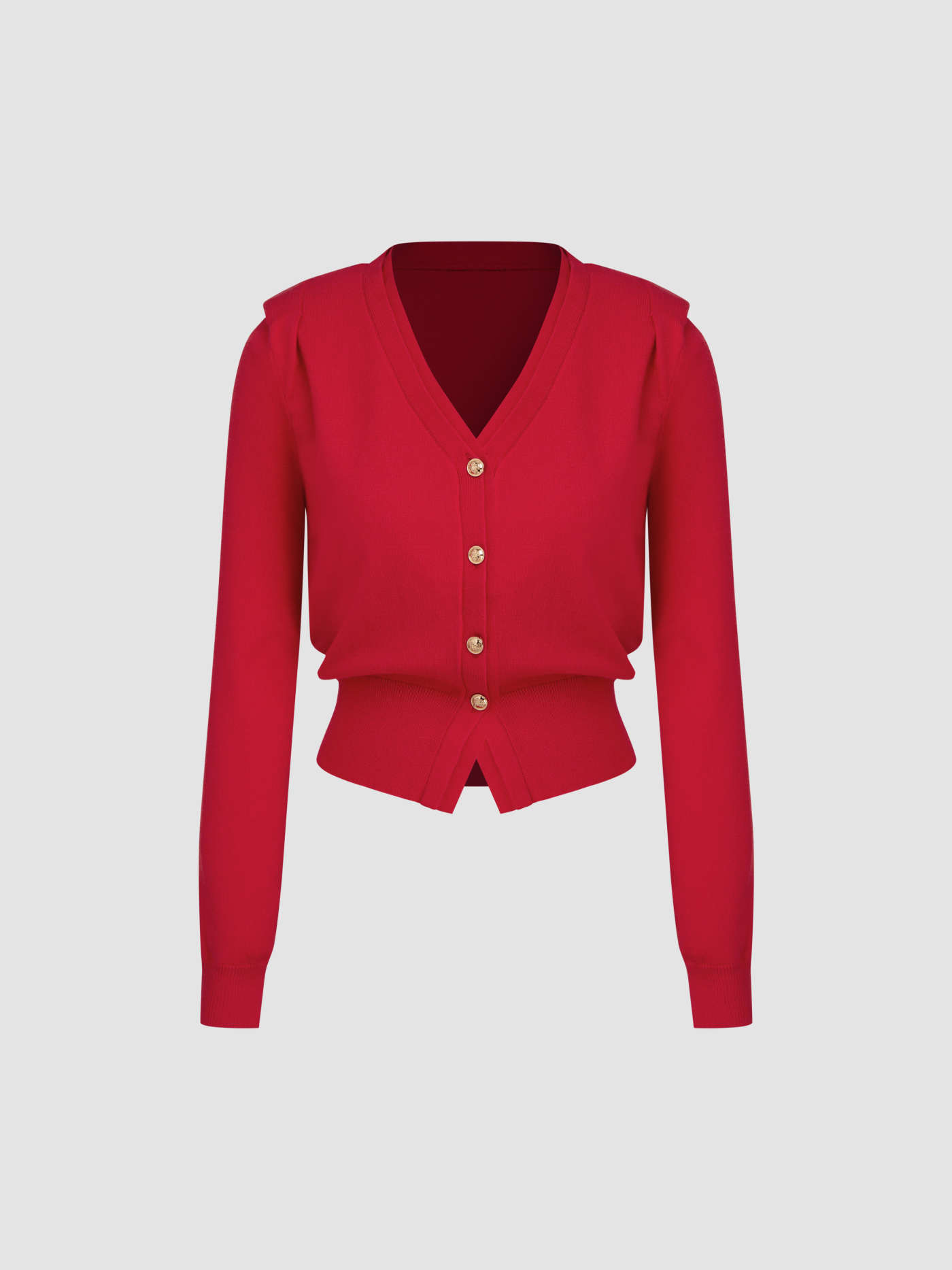 Knit Fabric Knit V-neck Button Cardigan For Work | Cider