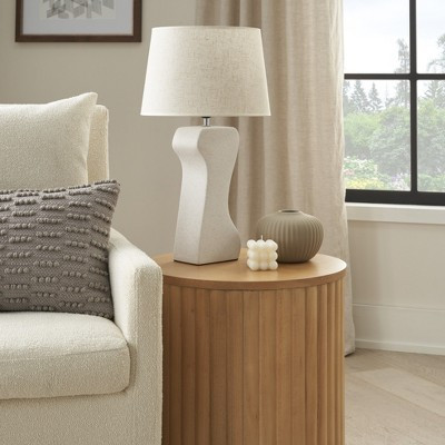 Nourison 21" Off-White Abstract Column Ceramic Table Lamp | Target