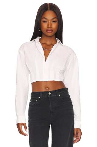 GRLFRND Kayley Cropped Shirt in White from Revolve.com | Revolve Clothing (Global)