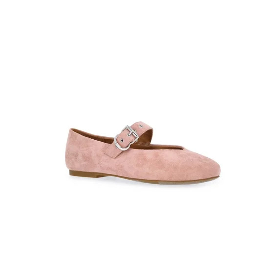 Free Assembly Women's Faux Suede Mary Jane Ballet Flats | Walmart (US)