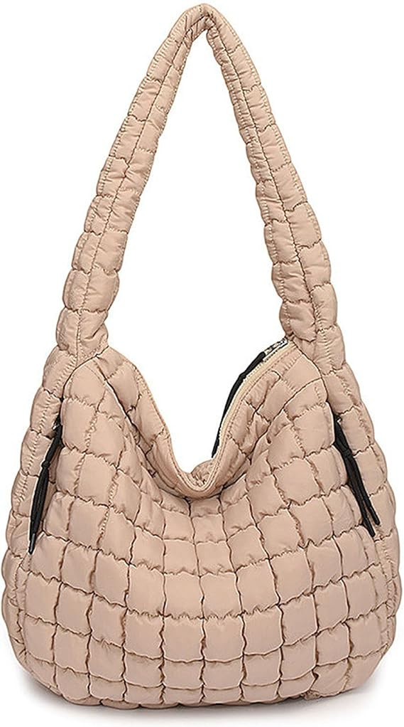 Puffer Tote Bag, Large Quilted Puffer Bag, Lightweight Puffy Quilted Hobo Bag, Soft Shoulder Bag ... | Amazon (US)