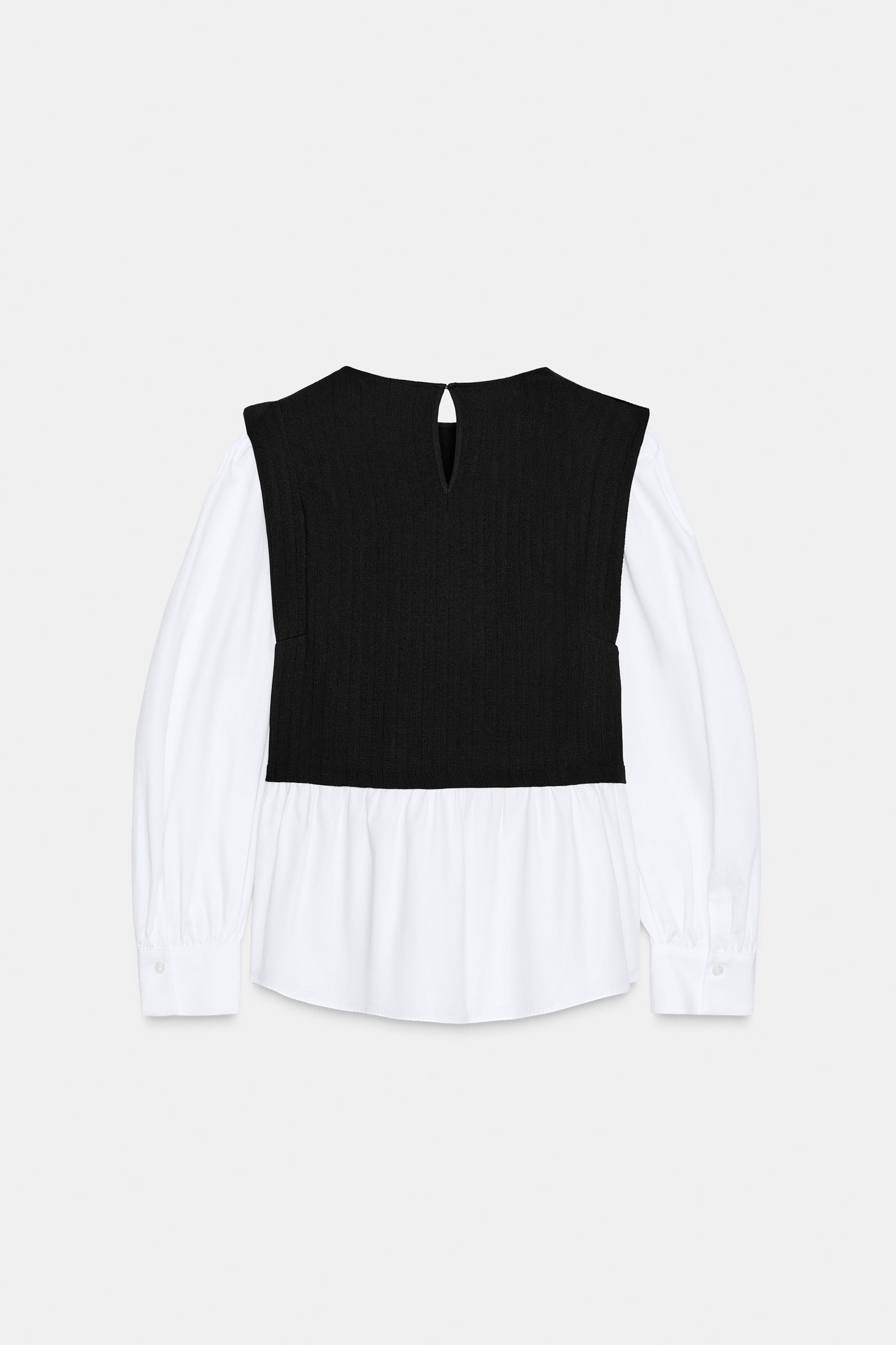 COMBINATION POPLIN BLOUSE | Zara US
