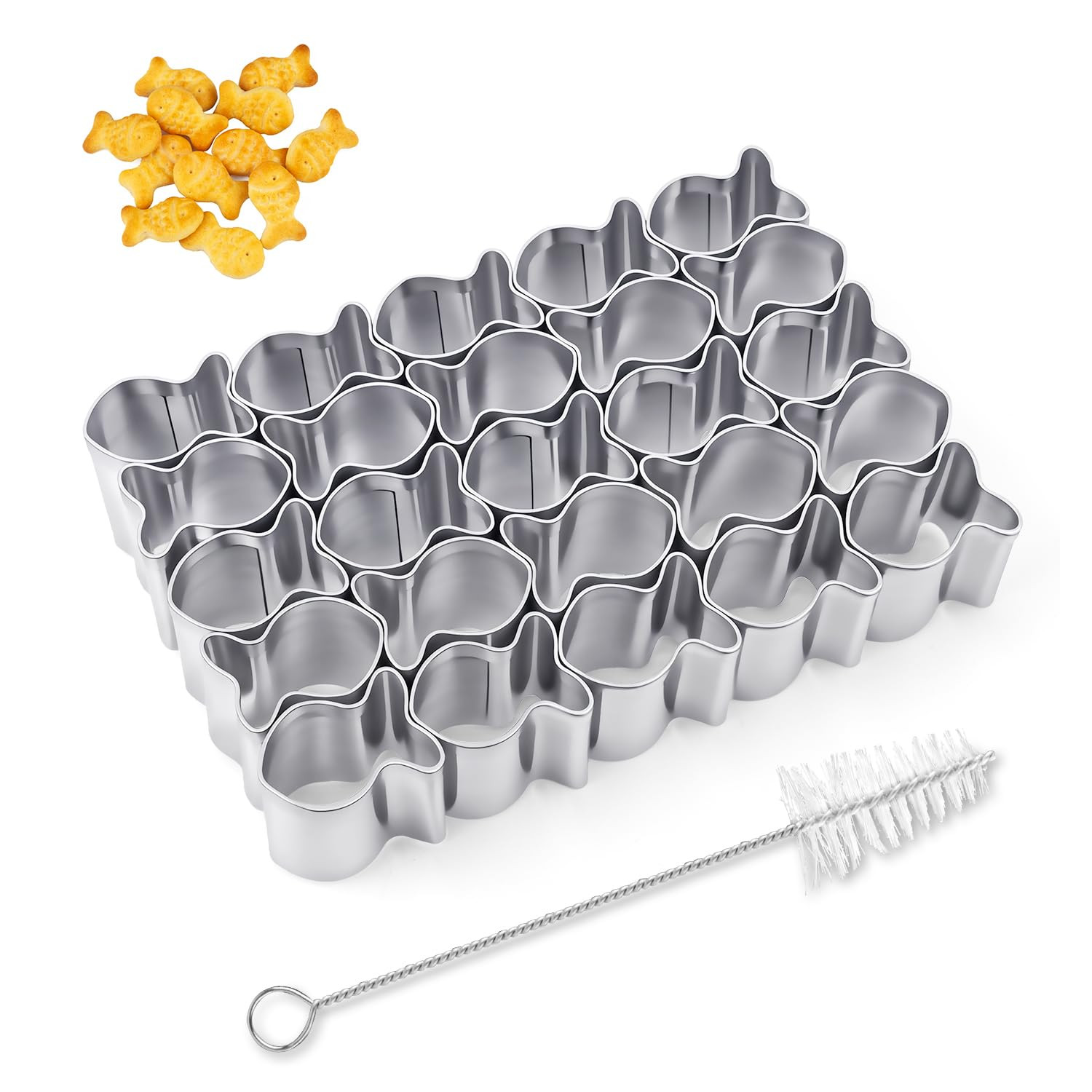 Gold Fish Cracker Cutter, 25 Cavity Stainless Steel Goldfish Cookie Cutter Mini Fish Shaped Molds... | Amazon (US)