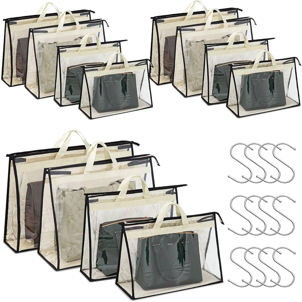 Interesse 12 Packs Dust Bags for Handbags, Clear Handbag Storage, Purse Storage Organizer for Clo... | Amazon (US)