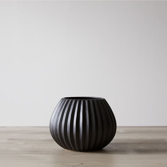 Sanibel Small Round Vase, Black | West Elm (US)