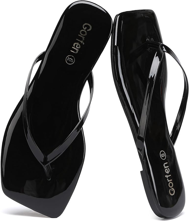 Flip Flops for Women Comfortable Square Toe Casual Beach Sandals Summer Outdoor and Everyday Wear | Amazon (US)