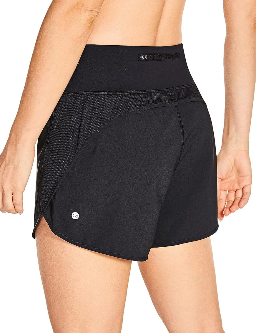 CRZ YOGA Women's Lightweight High Waist Quick-Dry Athletic Sports Running Workout Shorts with Zip... | Amazon (US)