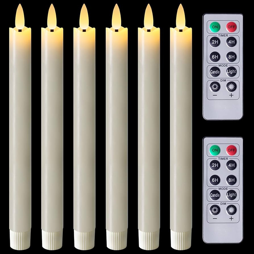 Homemory Waxy Flameless Taper Candles with Remote Timer Dimmer, LED Candlesticks Flickering, Batt... | Amazon (US)