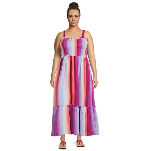 Terra & Sky Women's Plus Smock Midi Dress | Walmart (US)