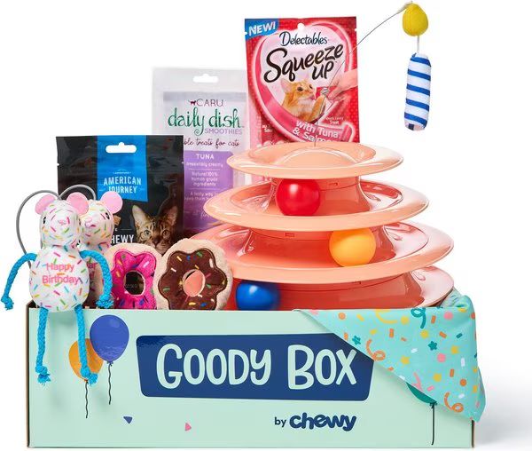 Goody Box Birthday Cat Toys, Treats & Collar | Chewy.com
