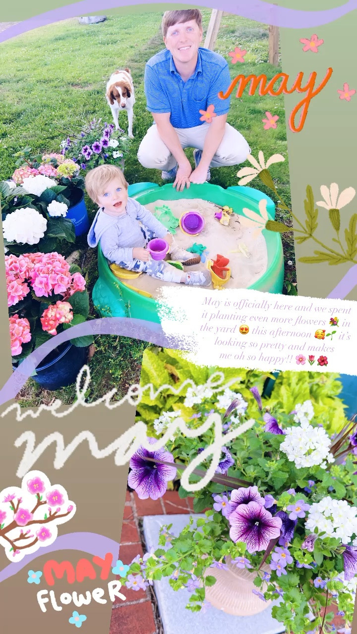 May is officially here and we spent it planting even more flowers 💐 in the yard 😍 this afternoon 🥰🌱 it’s looking so pretty and makes 
me oh so happy!! 🌸🌷🌺