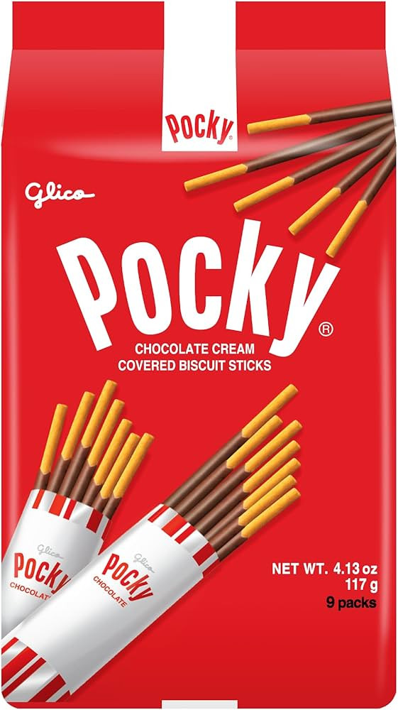 Glico Pocky, Chocolate Cream Covered Biscuit Sticks (9 Individual Bags), 4.13 oz | Amazon (US)