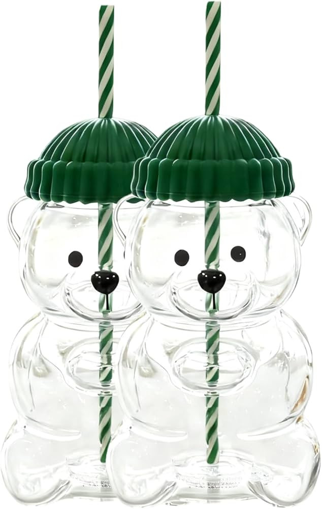 New Bear Straw Cup, Cute Bear Glass Cup With Straw, 2025 Cute Coffee Mugs, Glass Bears Cups, Coff... | Amazon (US)