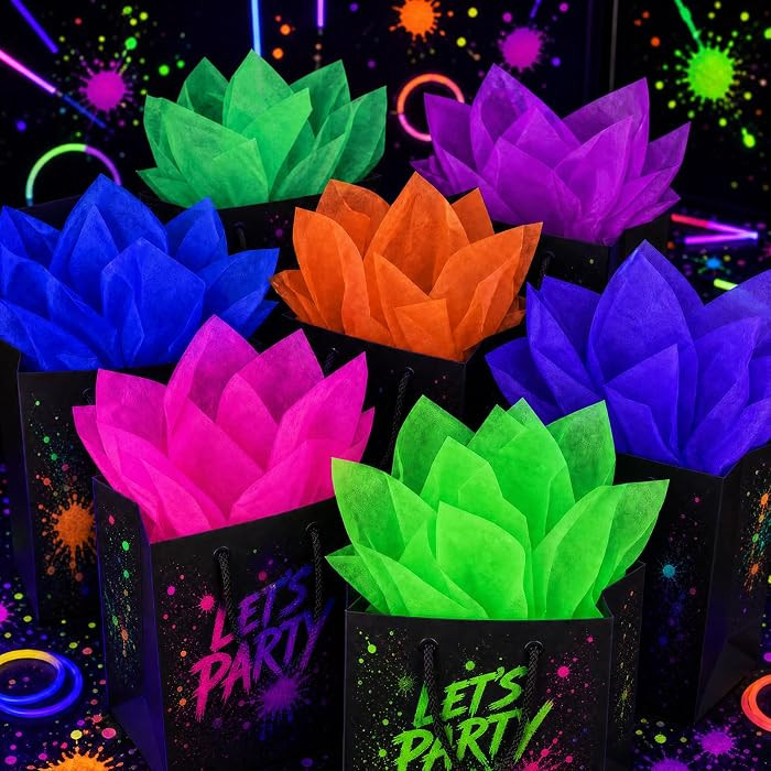Mega-L Glow in The Dark Party Supplies, 70 Sheets 7-Color Neon Tissue Paper | Amazon (US)