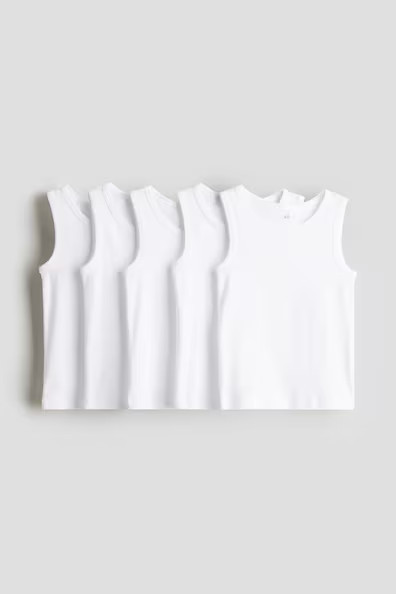 H & M - 5-pack Cotton Tank Tops - White | H&M (US + CA)