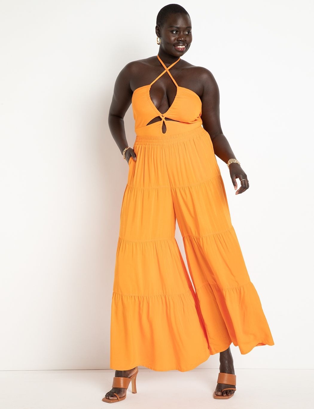 Tiered Palazzo Pant | Women's Plus Size Pants | ELOQUII | Eloquii