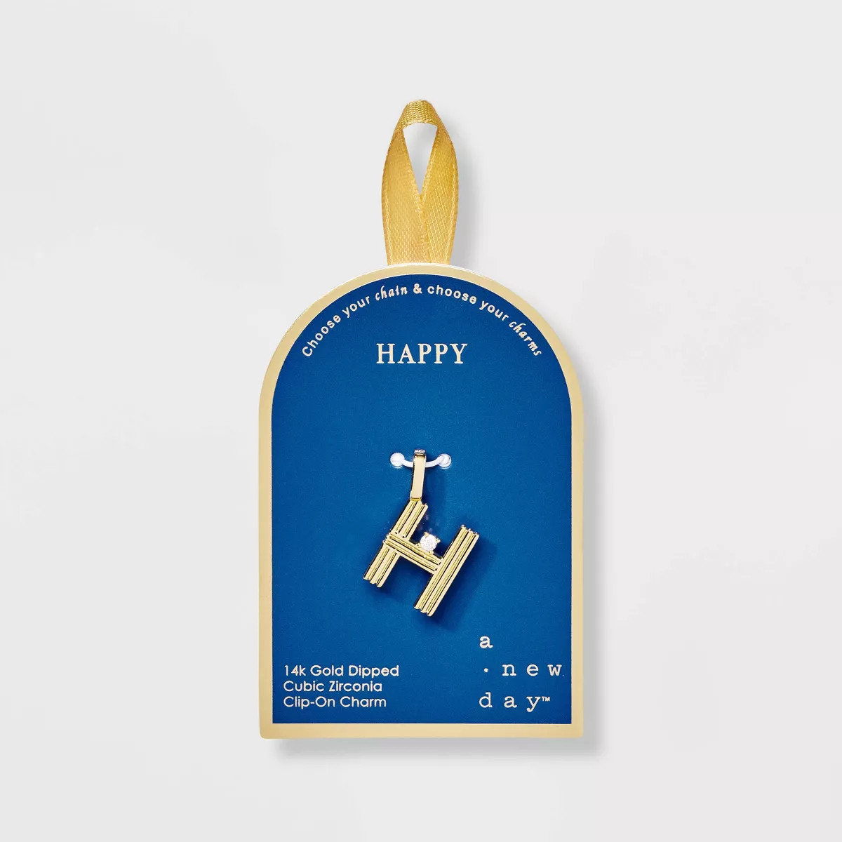 14K Gold Dipped Cubic Zirconia Ribbed Letter Charm - A New Day™ Gold | Target