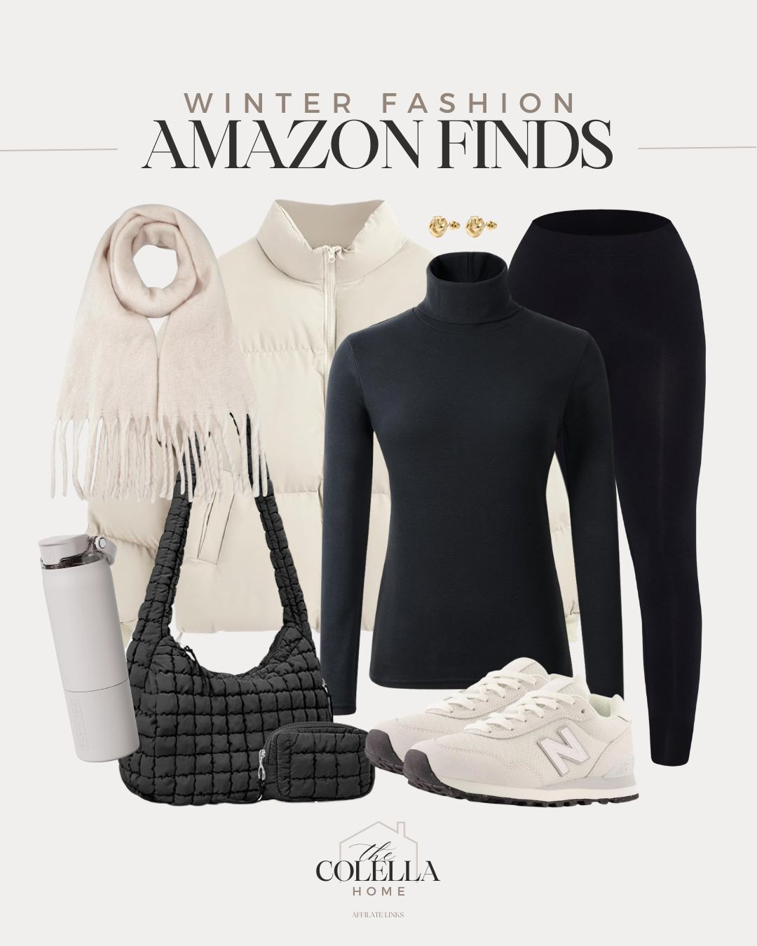Winter fashion inspo all from Amazon! Comfy puffer, turtleneck sweater, leggings, cold weather, athleisure, quilted tote bag, look for less boots, trending winter style, women's Amazon fashion finds.

#LTKootd #LTKFindsUnder50 #LTKSeasonal