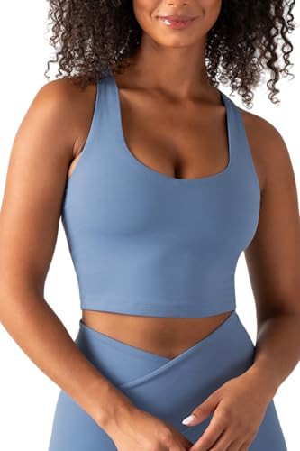 YITTY Active Women's Ultraluxe Built-in Bra Tank Top, Athleisure, 4-Way-Stretch, Elemental Blue, XL | Amazon (US)