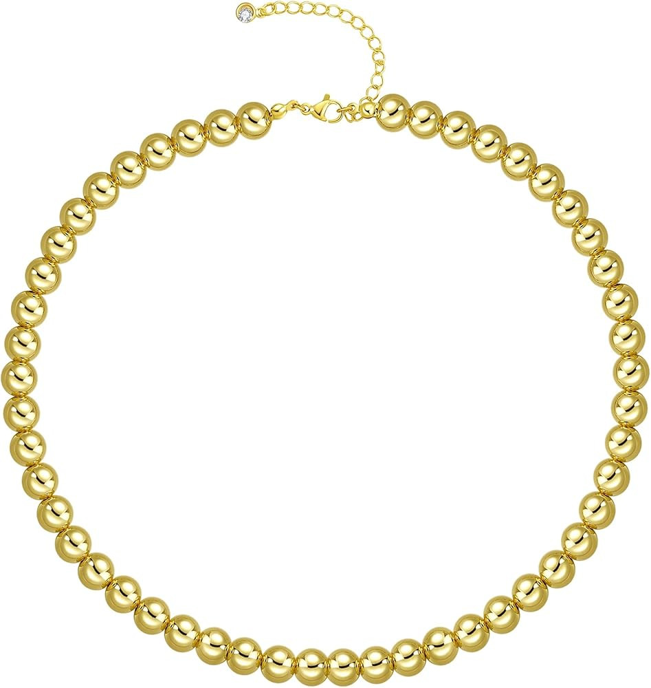 the City Beaded Necklaces for Women, Dainty Choker Necklace, Lightweight Hollow Ball Bead Chain N... | Amazon (US)