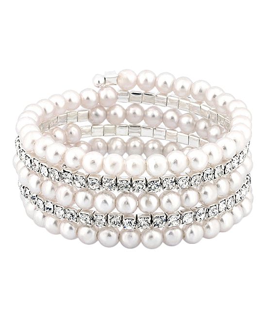 Cultured Pearl & Sterling Silver Wrap Bracelet With Swarovski Crystals | Zulily