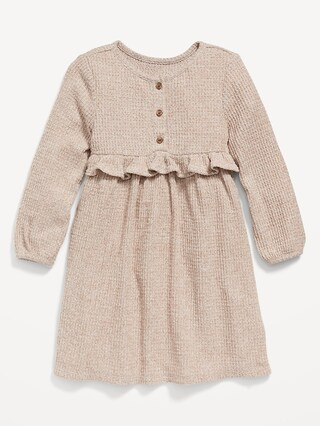 Long-Sleeve Thermal-Knit Henley Dress for Toddler Girls | Old Navy (US)