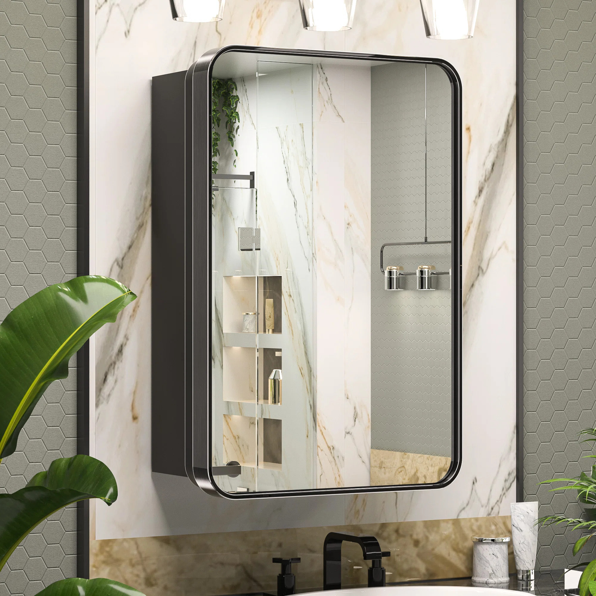 Gervon Rectangle Recessed Medicine Cabinet with Shelves | Wayfair North America