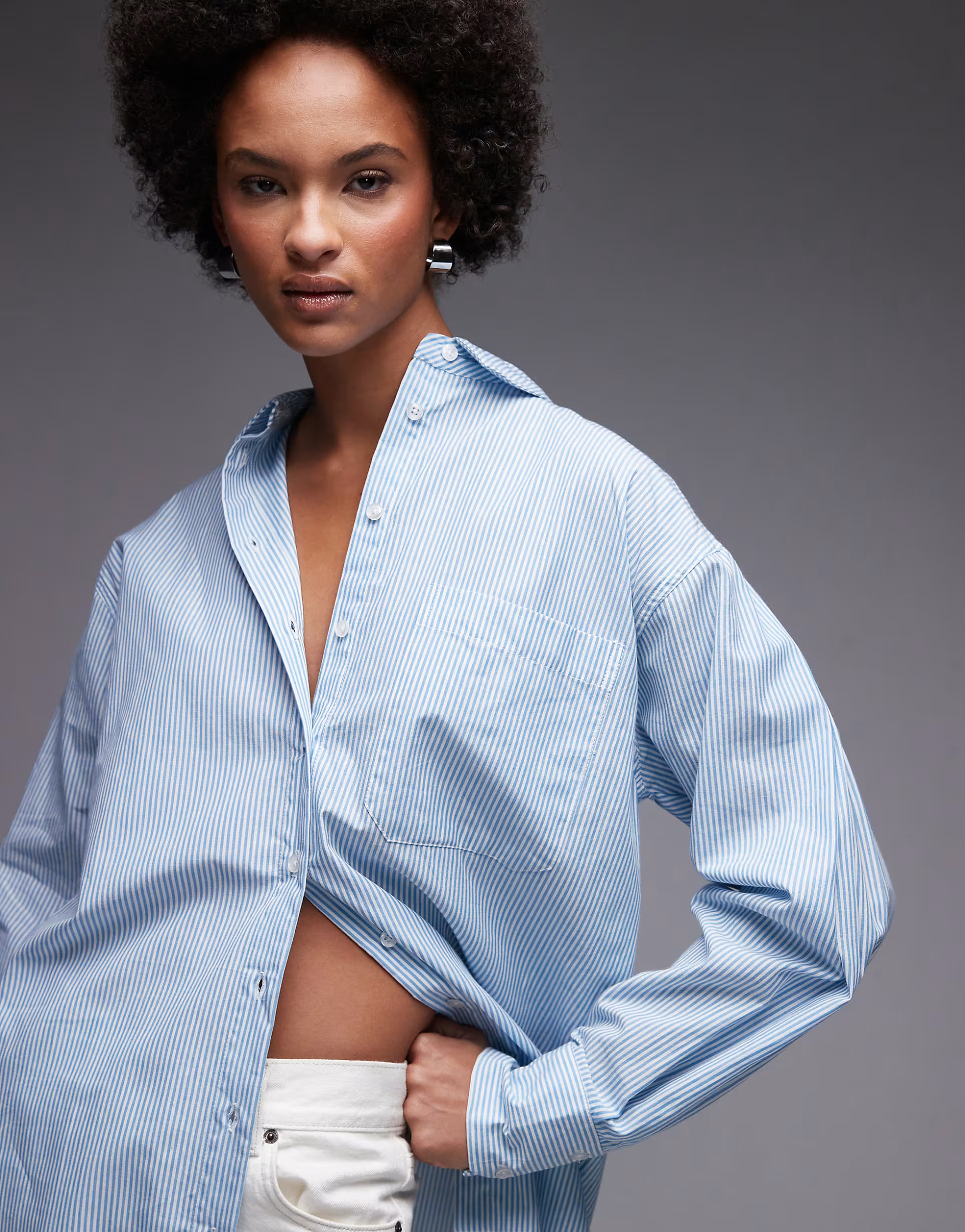 ASOS DESIGN oversized shirt in blue and white stripe | ASOS (Global)